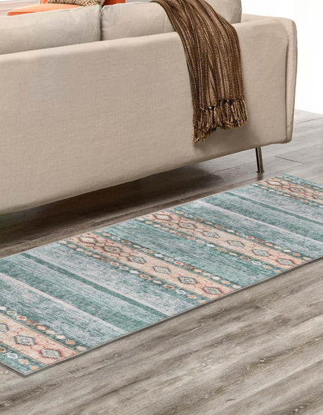 Washable Green 2' 6 x 12' Timeless Runner Area Rug Easy to Clean Stain Resistant & Durable Traditional Classic Vintage Design Carpet for Sale at Rug Engine