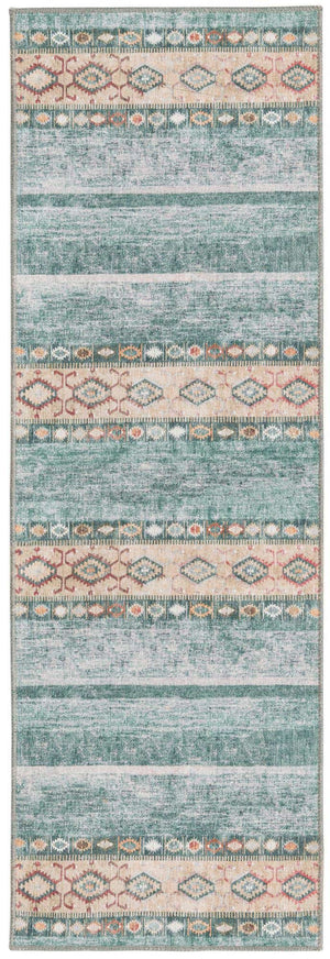 Washable Green 2' x 6' Timeless Runner Area Rug Easy to Clean Stain Resistant & Durable Traditional Classic Vintage Design Carpet for Sale at Rug Engine