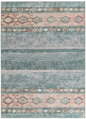 Washable Green 7' 6 x 10' 6 Timeless Rectangle Area Rug Easy to Clean Stain Resistant & Durable Traditional Classic Vintage Design Carpet for Sale at Rug Engine