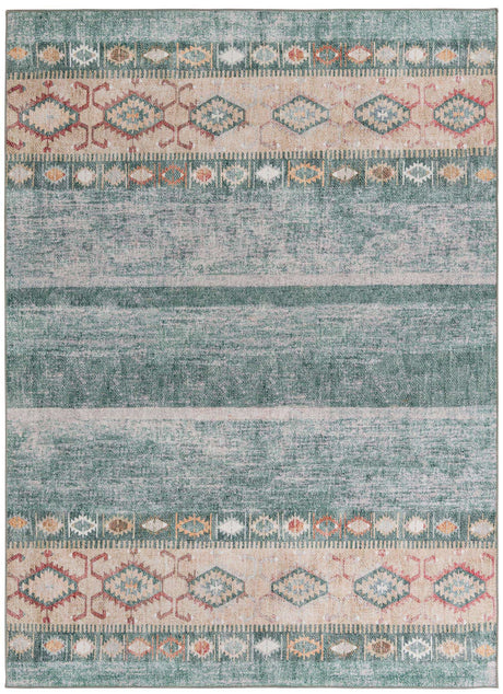 Washable Green 7' 6 x 10' 6 Timeless Rectangle Area Rug Easy to Clean Stain Resistant & Durable Traditional Classic Vintage Design Carpet for Sale at Rug Engine