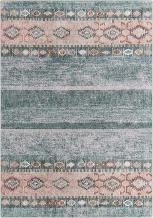 Washable Green 8' 4 x 12' Timeless Rectangle Area Rug Easy to Clean Stain Resistant & Durable Traditional Classic Vintage Design Carpet for Sale at Rug Engine