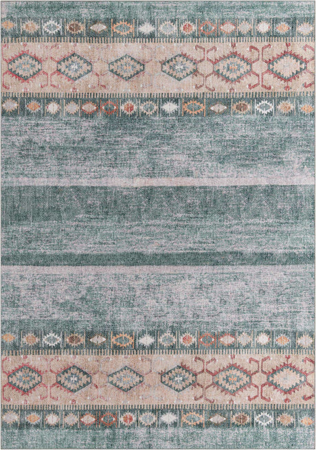 Washable Green 8' 4 x 12' Timeless Rectangle Area Rug Easy to Clean Stain Resistant & Durable Traditional Classic Vintage Design Carpet for Sale at Rug Engine