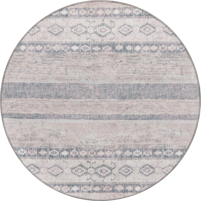Washable Gray 3' 6 x 3' 6 Timeless Round Area Rug Easy to Clean Stain Resistant & Durable Traditional Classic Vintage Design Carpet for Sale at Rug Engine