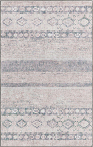 Washable Gray 3' 6 x 5' 6 Timeless Rectangle Area Rug Easy to Clean Stain Resistant & Durable Traditional Classic Vintage Design Carpet for Sale at Rug Engine