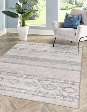 Washable Gray 5' x 8' Timeless Rectangle Area Rug Easy to Clean Stain Resistant & Durable Traditional Classic Vintage Design Carpet for Sale at Rug Engine