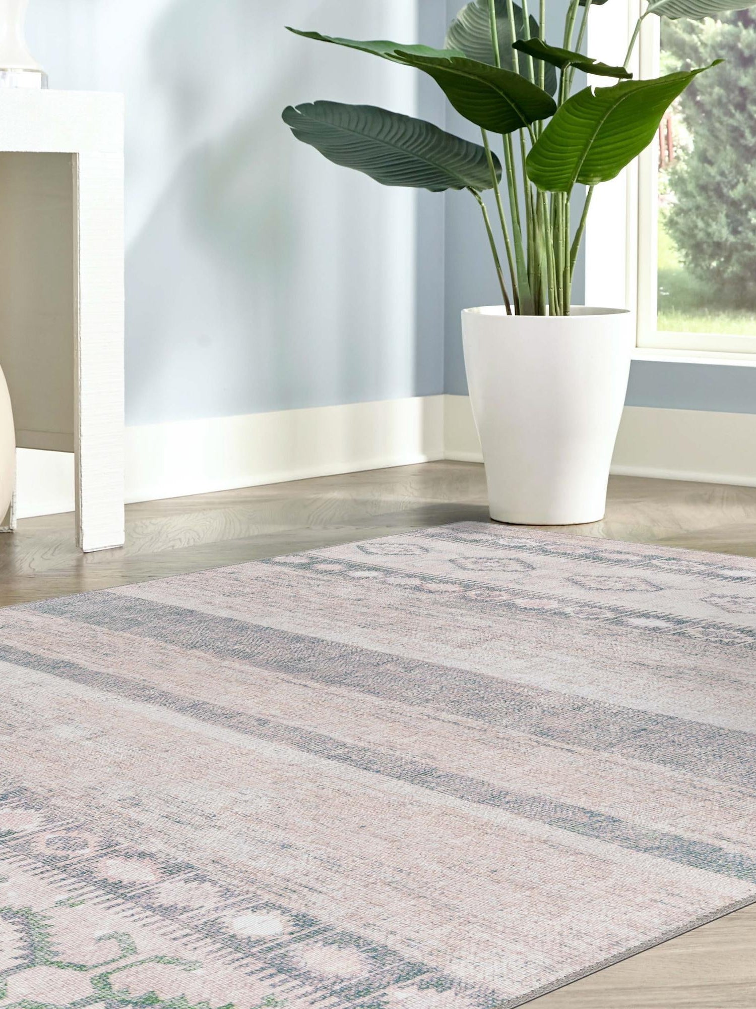 Washable Gray 3' 6 x 5' 6 Timeless Rectangle Area Rug Easy to Clean Stain Resistant & Durable Traditional Classic Vintage Design Carpet for Sale at Rug Engine