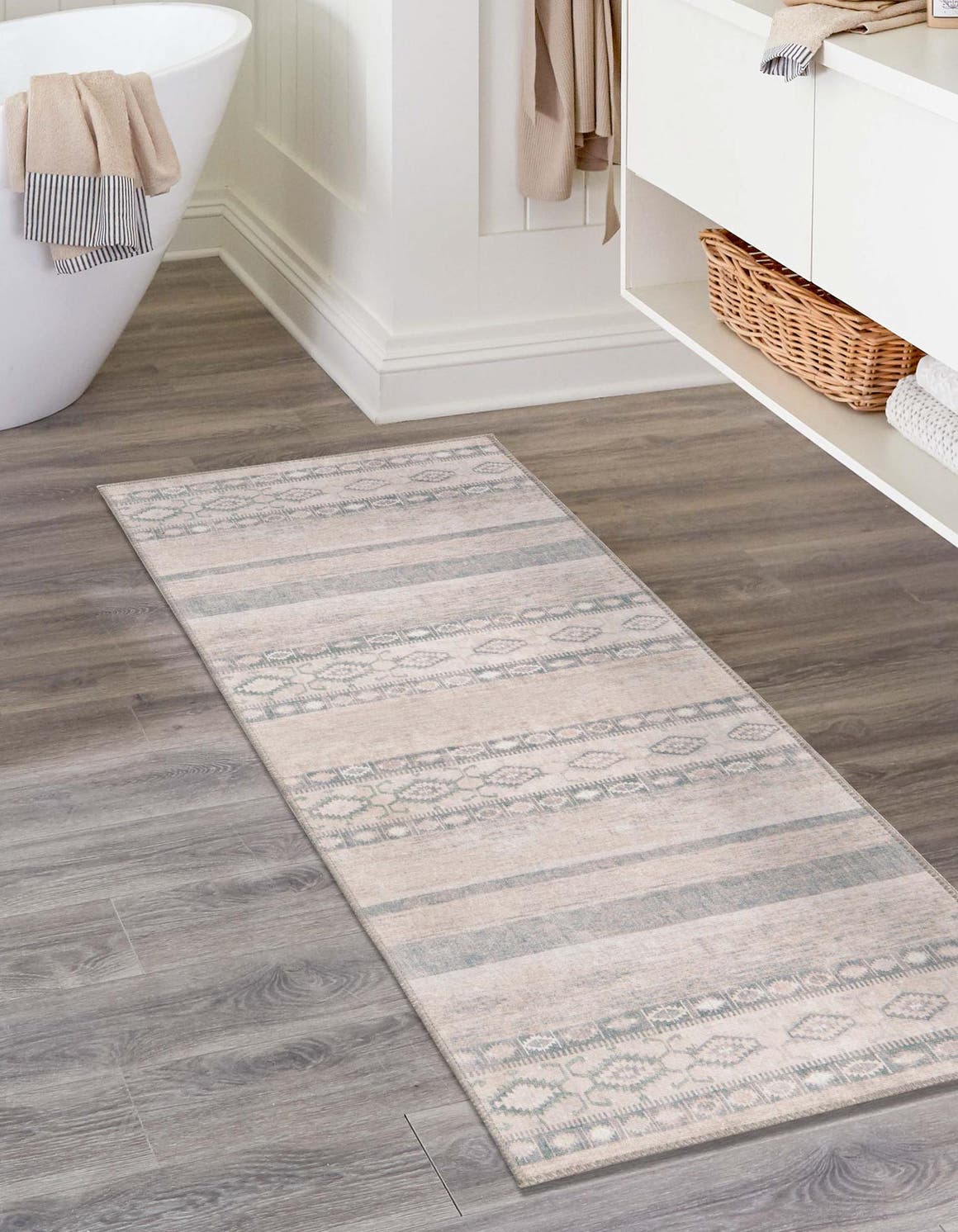 Washable Gray 2' x 6' Timeless Runner Area Rug Easy to Clean Stain Resistant & Durable Traditional Classic Vintage Design Carpet for Sale at Rug Engine