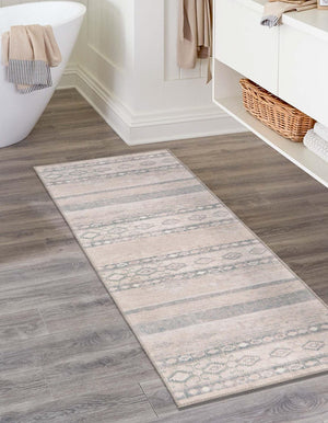 Washable Gray 2' x 6' Timeless Runner Area Rug Easy to Clean Stain Resistant & Durable Traditional Classic Vintage Design Carpet for Sale at Rug Engine