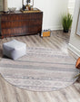Washable Gray 3' 6 x 3' 6 Timeless Round Area Rug Easy to Clean Stain Resistant & Durable Traditional Classic Vintage Design Carpet for Sale at Rug Engine