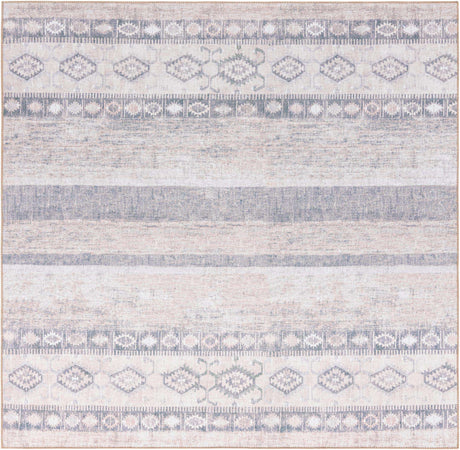 Washable Gray 7' 6 x 7' 6 Timeless Square Area Rug Easy to Clean Stain Resistant & Durable Traditional Classic Vintage Design Carpet for Sale at Rug Engine