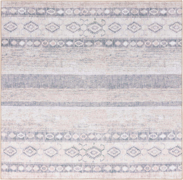 Washable Gray 7' 6 x 7' 6 Timeless Square Area Rug Easy to Clean Stain Resistant & Durable Traditional Classic Vintage Design Carpet for Sale at Rug Engine