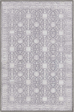 Washable Gray 2' x 3' Timeless Rectangle Area Rug Easy to Clean Stain Resistant & Durable Traditional Classic Vintage Design Carpet for Sale at Rug Engine
