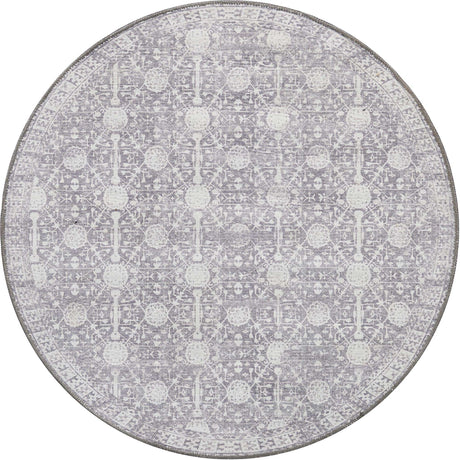 Washable Gray 3' 6 x 3' 6 Timeless Round Area Rug Easy to Clean Stain Resistant & Durable Traditional Classic Vintage Design Carpet for Sale at Rug Engine
