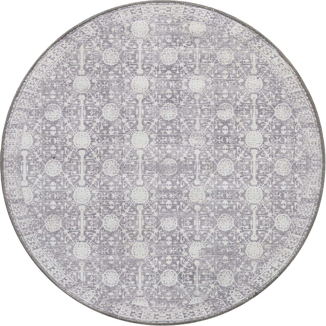Washable Gray 3' 6 x 3' 6 Timeless Round Area Rug Easy to Clean Stain Resistant & Durable Traditional Classic Vintage Design Carpet for Sale at Rug Engine