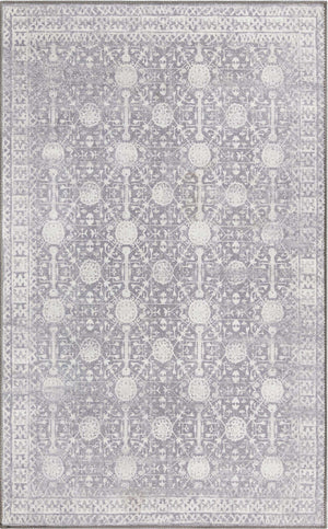 Washable Gray 3' 6 x 5' 6 Timeless Rectangle Area Rug Easy to Clean Stain Resistant & Durable Traditional Classic Vintage Design Carpet for Sale at Rug Engine