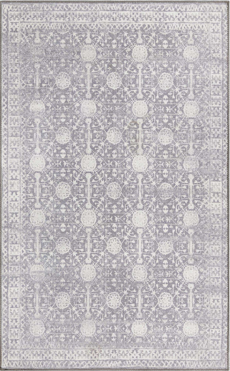 Washable Gray 3' 6 x 5' 6 Timeless Rectangle Area Rug Easy to Clean Stain Resistant & Durable Traditional Classic Vintage Design Carpet for Sale at Rug Engine