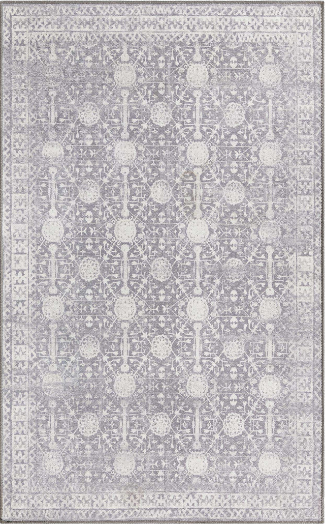 Washable Gray 3' 6 x 5' 6 Timeless Rectangle Area Rug Easy to Clean Stain Resistant & Durable Traditional Classic Vintage Design Carpet for Sale at Rug Engine