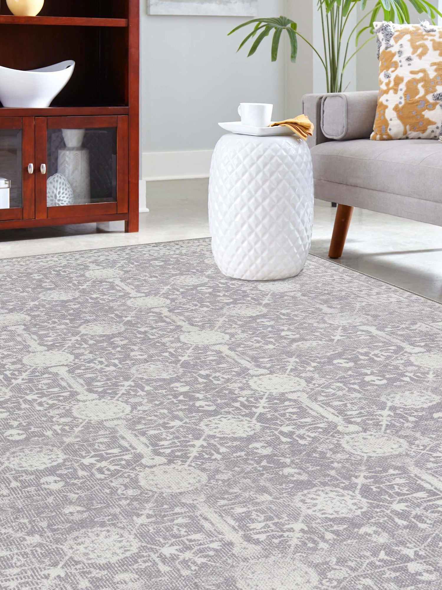 Washable Gray 3' 6 x 5' 6 Timeless Rectangle Area Rug Easy to Clean Stain Resistant & Durable Traditional Classic Vintage Design Carpet for Sale at Rug Engine