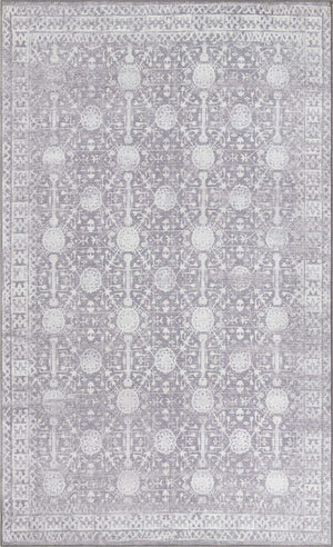 Washable Gray 5' x 8' Timeless Rectangle Area Rug Easy to Clean Stain Resistant & Durable Traditional Classic Vintage Design Carpet for Sale at Rug Engine