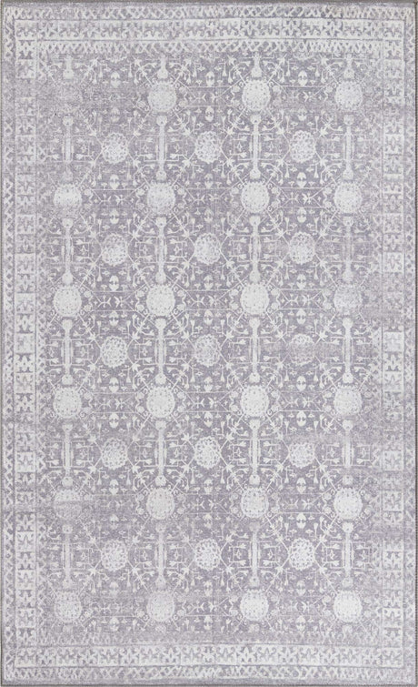 Washable Gray 5' x 8' Timeless Rectangle Area Rug Easy to Clean Stain Resistant & Durable Traditional Classic Vintage Design Carpet for Sale at Rug Engine