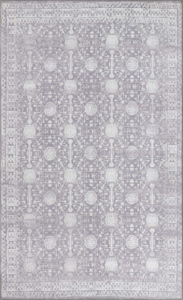 Washable Gray 5' x 8' Timeless Rectangle Area Rug Easy to Clean Stain Resistant & Durable Traditional Classic Vintage Design Carpet for Sale at Rug Engine