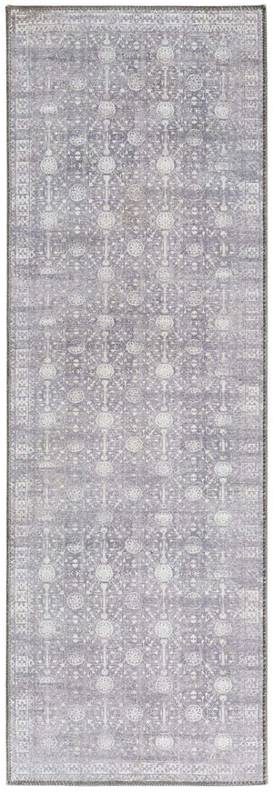 Washable Gray 2' x 6' Timeless Runner Area Rug Easy to Clean Stain Resistant & Durable Traditional Classic Vintage Design Carpet for Sale at Rug Engine