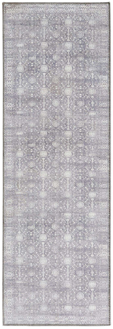 Washable Gray 2' x 6' Timeless Runner Area Rug Easy to Clean Stain Resistant & Durable Traditional Classic Vintage Design Carpet for Sale at Rug Engine