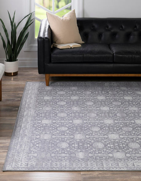 Washable Gray 7' 6 x 7' 6 Timeless Square Area Rug Easy to Clean Stain Resistant & Durable
