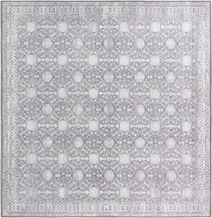 Washable Gray 7' 6 x 7' 6 Timeless Square Area Rug Easy to Clean Stain Resistant & Durable