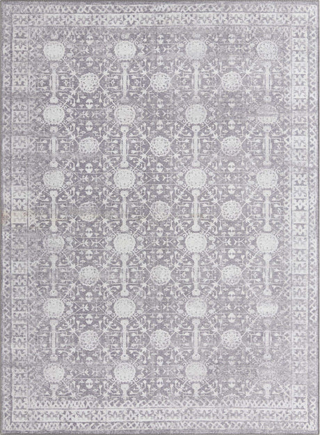 Washable Gray 7' 6 x 10' 6 Timeless Rectangle Area Rug Easy to Clean Stain Resistant & Durable Traditional Classic Vintage Design Carpet for Sale at Rug Engine