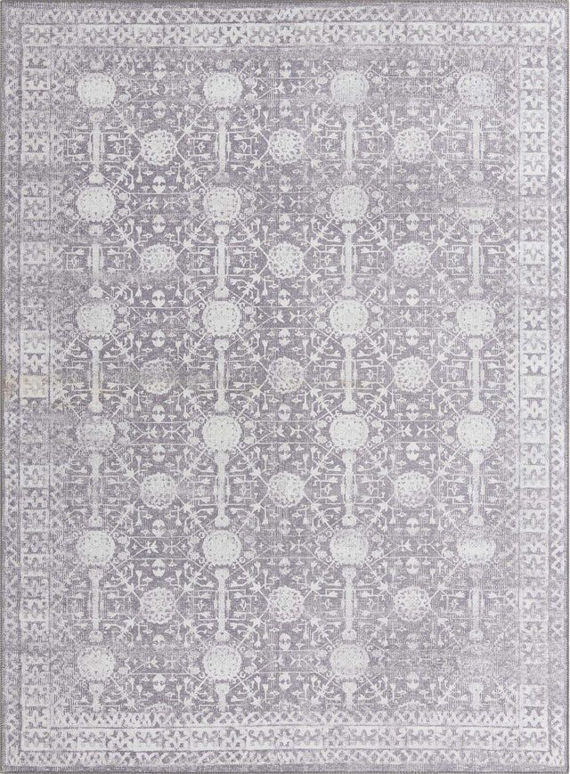 Washable Gray 7' 6 x 10' 6 Timeless Rectangle Area Rug Easy to Clean Stain Resistant & Durable Traditional Classic Vintage Design Carpet for Sale at Rug Engine