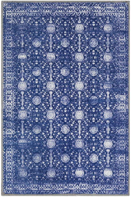 Washable Navy Blue 2' x 3' Timeless Rectangle Area Rug Easy to Clean Stain Resistant & Durable Traditional Classic Vintage Design Carpet for Sale at Rug Engine