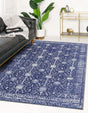 Washable Navy Blue 3' 6 x 5' 6 Timeless Rectangle Area Rug Easy to Clean Stain Resistant & Durable Traditional Classic Vintage Design Carpet for Sale at Rug Engine