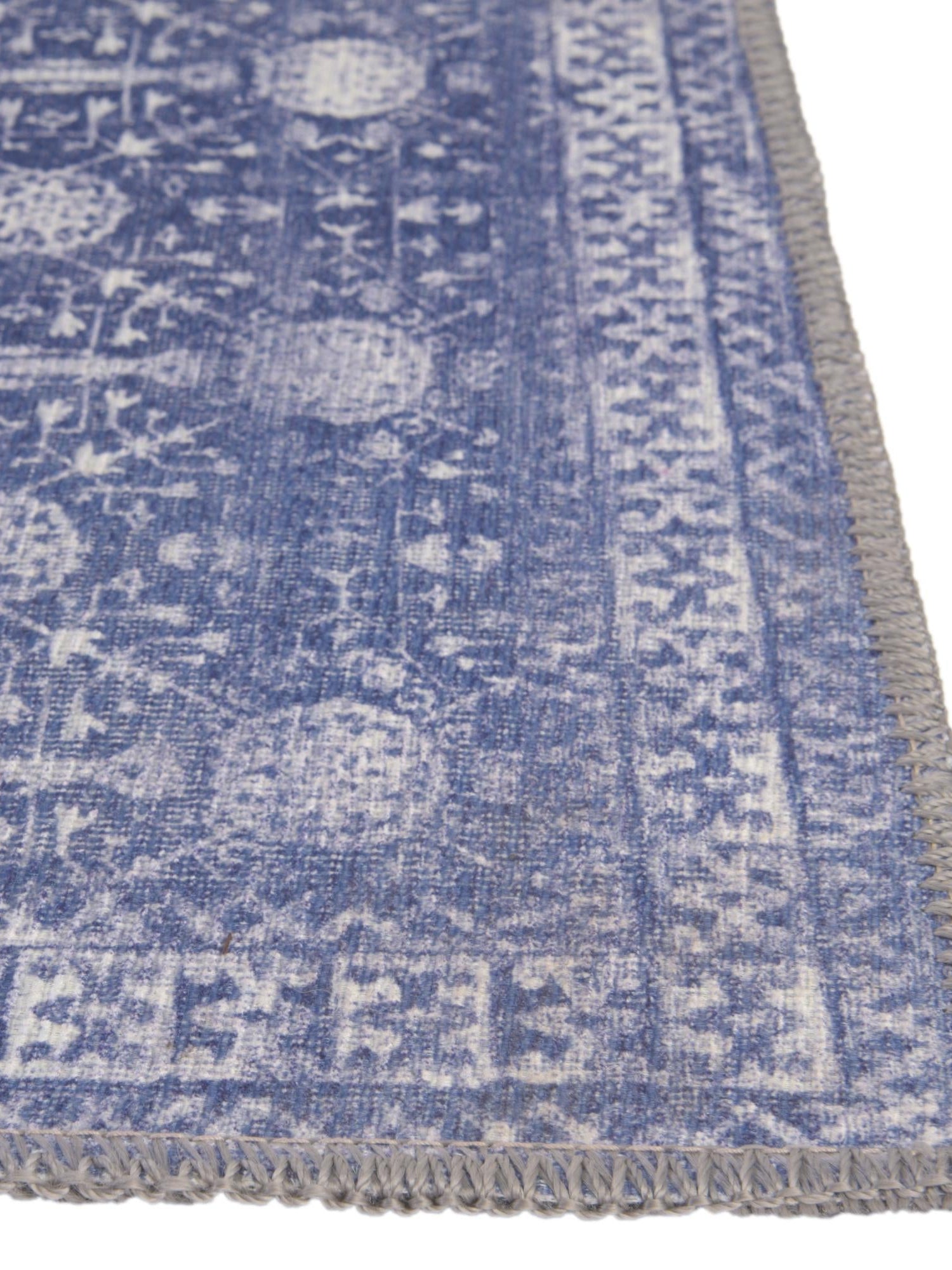 Washable Navy Blue 2' 6 x 12' Timeless Runner Area Rug Easy to Clean Stain Resistant & Durable Traditional Classic Vintage Design Carpet for Sale at Rug Engine