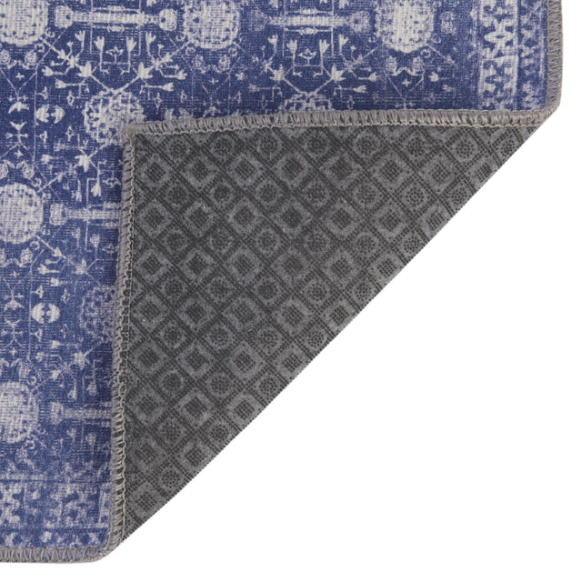 Washable Navy Blue 2' 6 x 12' Timeless Runner Area Rug Easy to Clean Stain Resistant & Durable Traditional Classic Vintage Design Carpet for Sale at Rug Engine