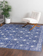 Washable Navy Blue 7' 6 x 7' 6 Timeless Square Area Rug Easy to Clean Stain Resistant & Durable Traditional Classic Vintage Design Carpet for Sale at Rug Engine