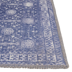 Washable Navy Blue 7' 6 x 7' 6 Timeless Square Area Rug Easy to Clean Stain Resistant & Durable Traditional Classic Vintage Design Carpet for Sale at Rug Engine