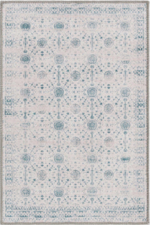 Washable Ivory 2' x 3' Timeless Rectangle Area Rug Easy to Clean Stain Resistant & Durable Traditional Classic Vintage Design Carpet for Sale at Rug Engine