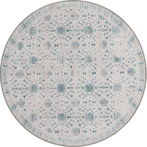 Washable Ivory 3' 6 x 3' 6 Timeless Round Area Rug Easy to Clean Stain Resistant & Durable Traditional Classic Vintage Design Carpet for Sale at Rug Engine