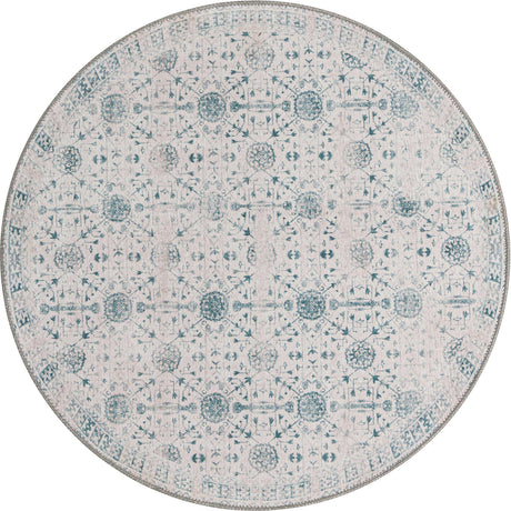 Washable Ivory 3' 6 x 3' 6 Timeless Round Area Rug Easy to Clean Stain Resistant & Durable Traditional Classic Vintage Design Carpet for Sale at Rug Engine