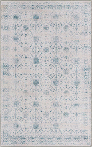 Washable Ivory 3' 6 x 5' 6 Timeless Rectangle Area Rug Easy to Clean Stain Resistant & Durable Traditional Classic Vintage Design Carpet for Sale at Rug Engine