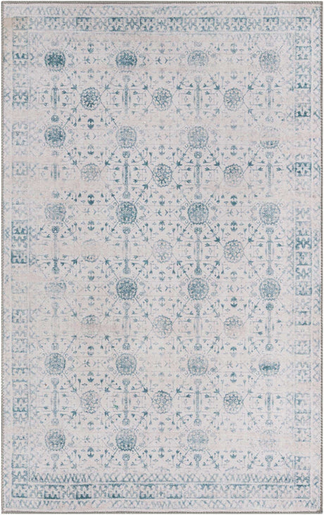 Washable Ivory 3' 6 x 5' 6 Timeless Rectangle Area Rug Easy to Clean Stain Resistant & Durable Traditional Classic Vintage Design Carpet for Sale at Rug Engine