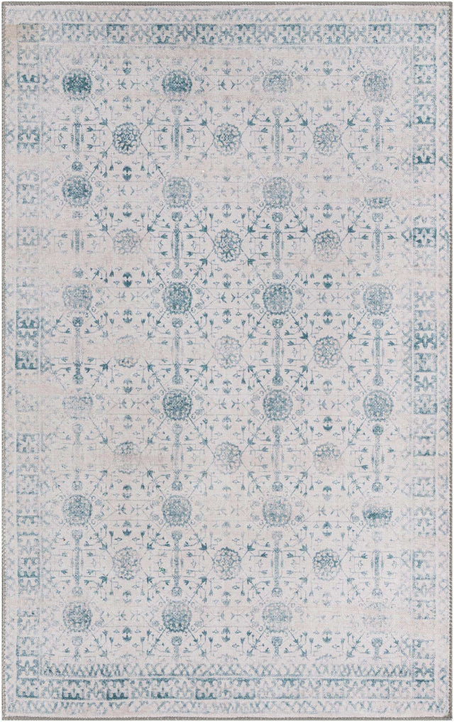 Washable Ivory 3' 6 x 5' 6 Timeless Rectangle Area Rug Easy to Clean Stain Resistant & Durable Traditional Classic Vintage Design Carpet for Sale at Rug Engine