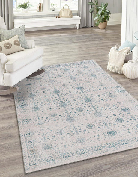 Washable Ivory 8' 4 x 12' Timeless Rectangle Area Rug Easy to Clean Stain Resistant & Durable