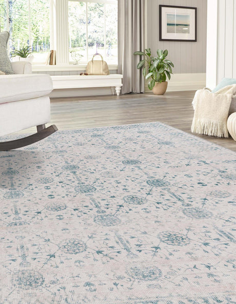 Washable Ivory 8' 4 x 12' Timeless Rectangle Area Rug Easy to Clean Stain Resistant & Durable