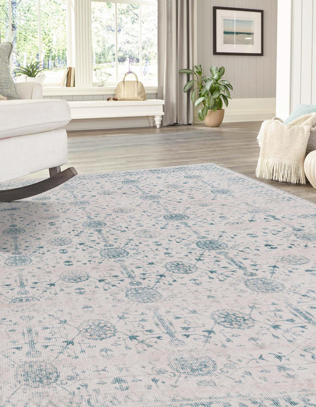 Washable Ivory 8' 4 x 12' Timeless Rectangle Area Rug Easy to Clean Stain Resistant & Durable Traditional Classic Vintage Design Carpet for Sale at Rug Engine