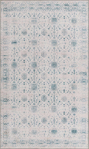 Washable Ivory 5' x 8' Timeless Rectangle Area Rug Easy to Clean Stain Resistant & Durable Traditional Classic Vintage Design Carpet for Sale at Rug Engine