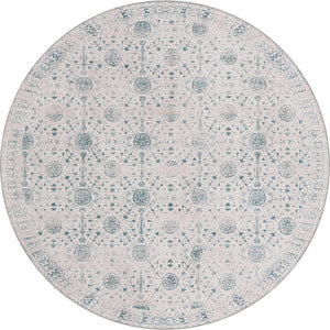 Washable Ivory 7' 6 x 7' 6 Timeless Round Area Rug Easy to Clean Stain Resistant & Durable Traditional Classic Vintage Design Carpet for Sale at Rug Engine