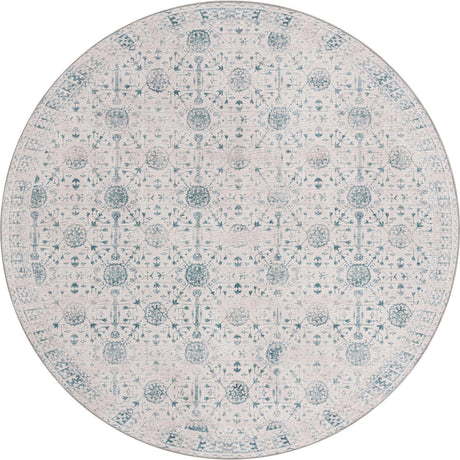 Washable Ivory 7' 6 x 7' 6 Timeless Round Area Rug Easy to Clean Stain Resistant & Durable Traditional Classic Vintage Design Carpet for Sale at Rug Engine