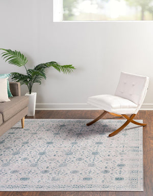 Washable Ivory 7' 6 x 7' 6 Timeless Square Area Rug Easy to Clean Stain Resistant & Durable Traditional Classic Vintage Design Carpet for Sale at Rug Engine